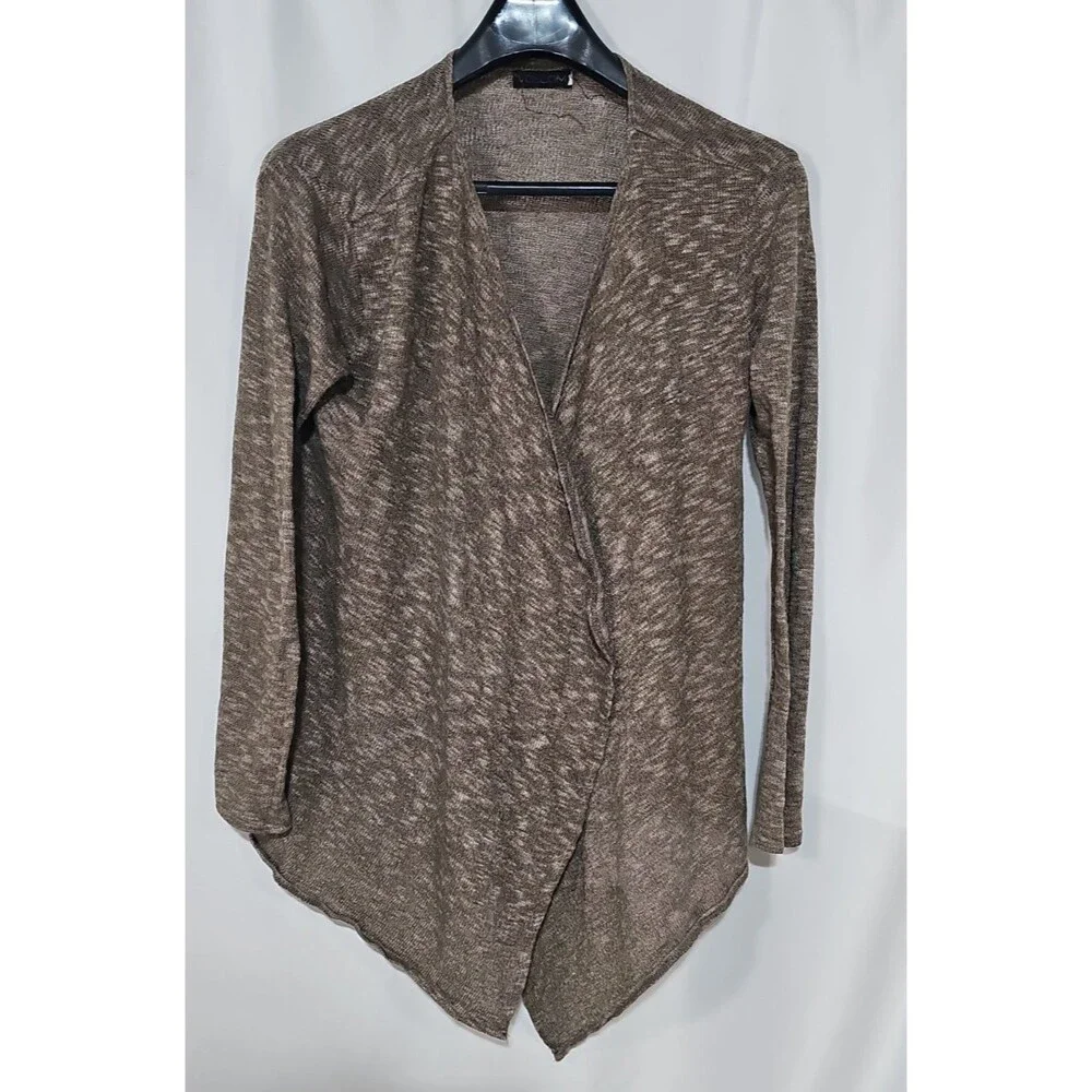 Volcom Go Go Go Wrap Cardigan Sweater M Brown Knit  Open Front Asymmetrical EUC